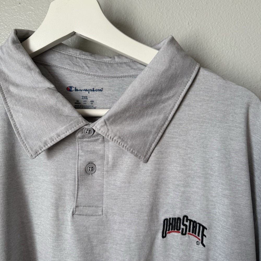 Champion Ohio State University Buckeyes Gray Embroidered Performance Polo 2XL